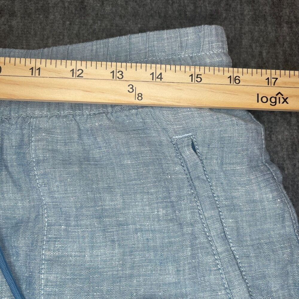 Athleta Cabo Linen Jogger Pants 10 Blue Drawstring Beach Coastal Resort Vacay - Picture 6 of 15